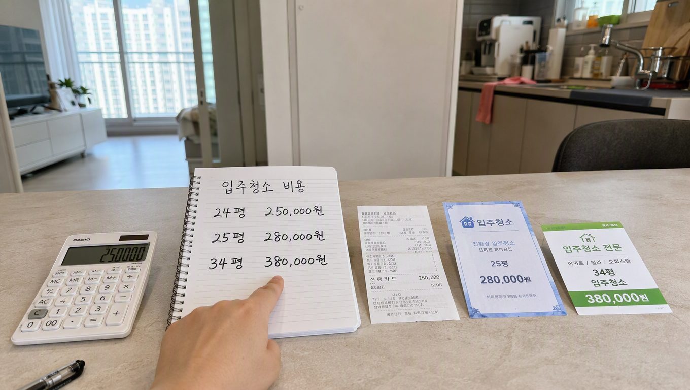 입주청소비교 시 24평·25평·34평 비용 정리