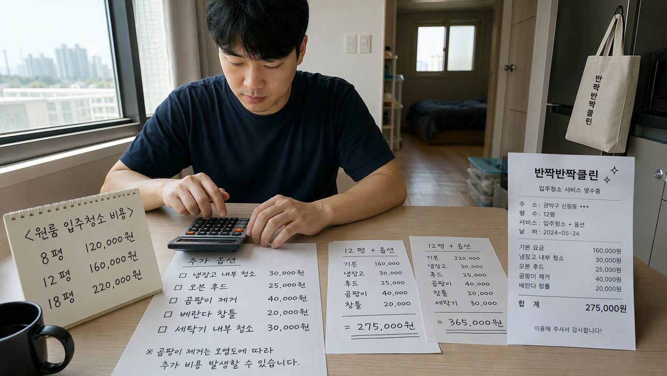 신림동입주청소 비용은 평수와 옵션에 따라 어떻게 결정되나요