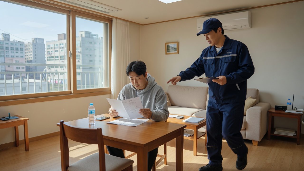 이사청소업체 사업자 등록증 확인하는 모습