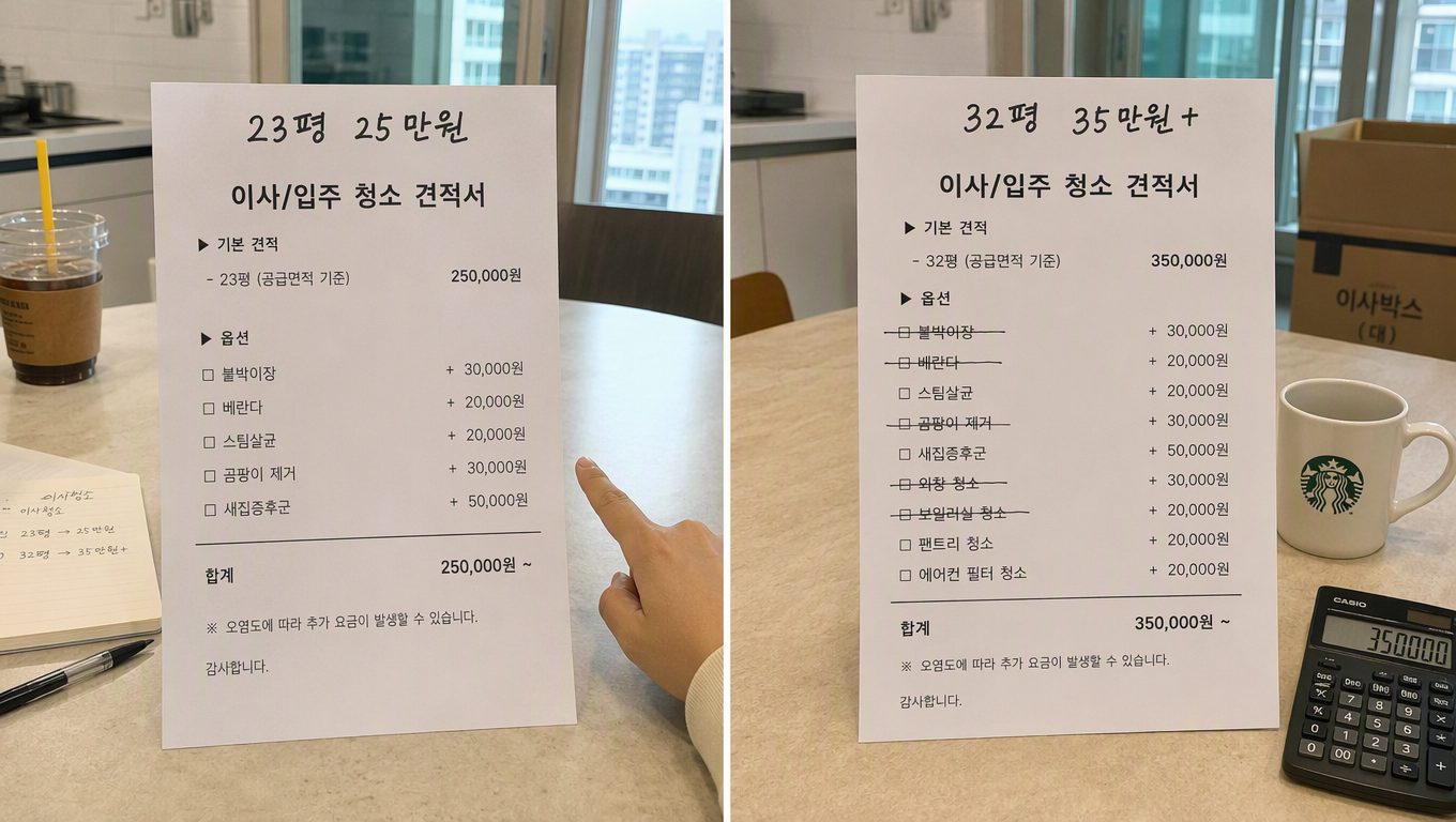 이사청소업체 견적 비교에서 비용 차이와 선택 기준 확인하기