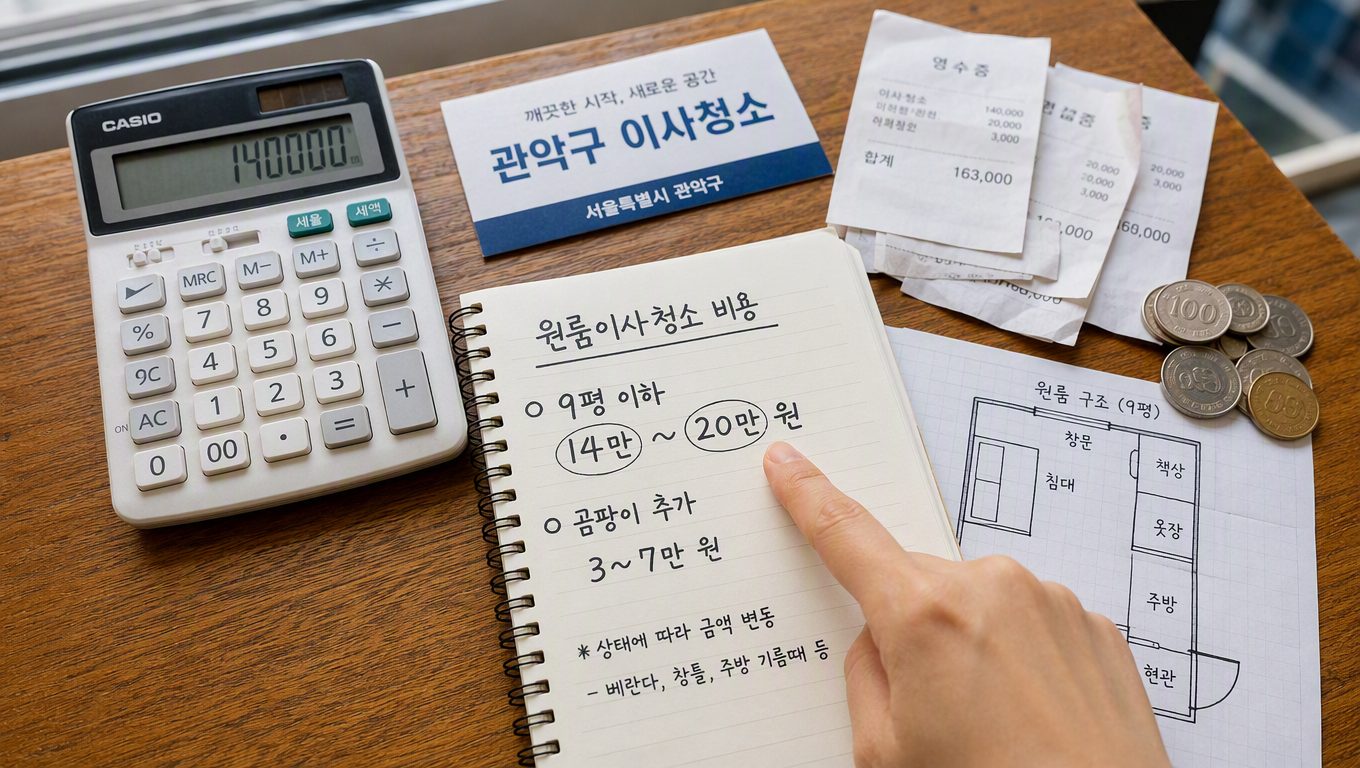 원룸이사청소 비용, 평수와 조건에 따라 어떻게 달라지나