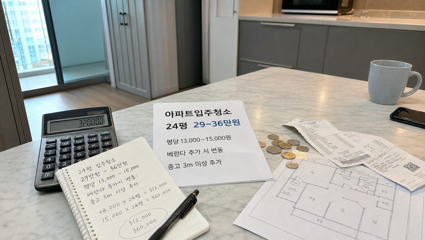 아파트입주청소 비용, 평수와 구조에 따라 어떻게 달라지나