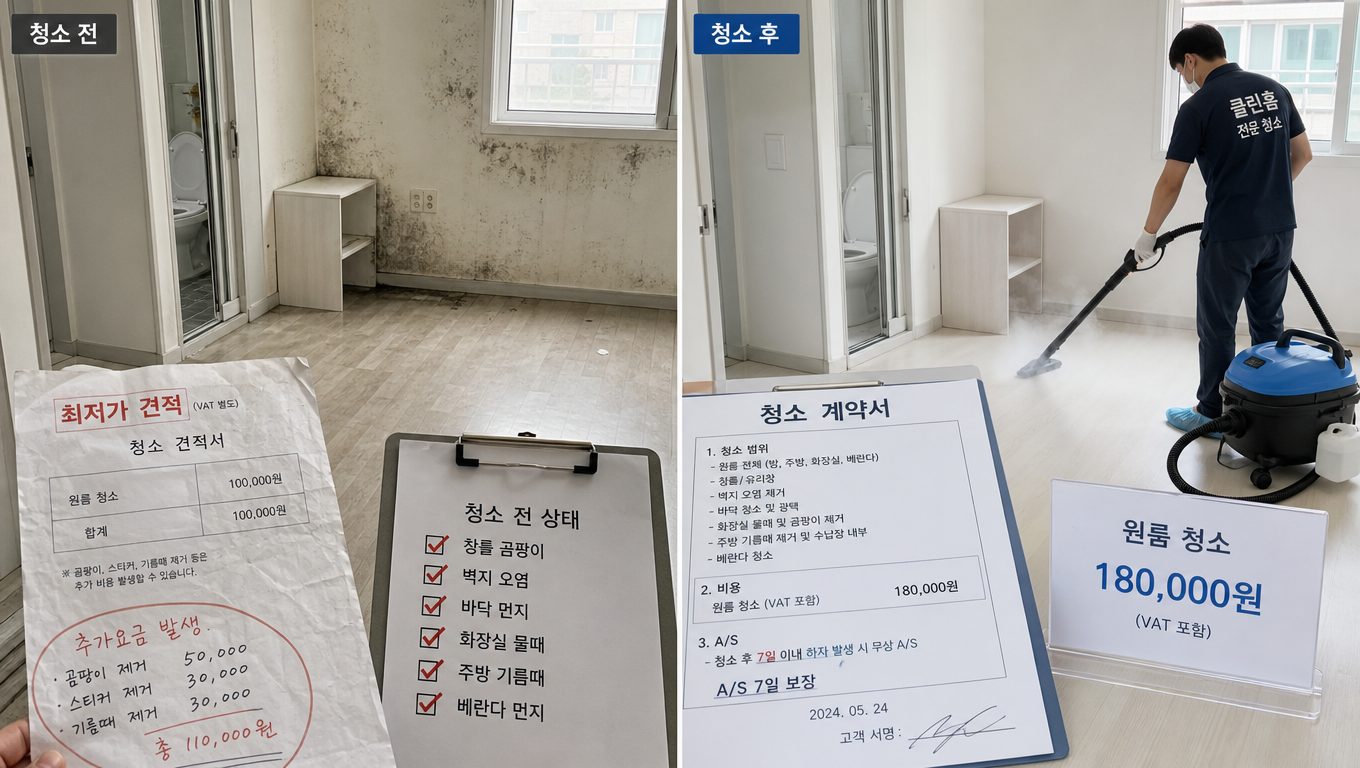 이사청소업체 선택 시 최저가와 계약 조건의 위험을 확인하는 방법